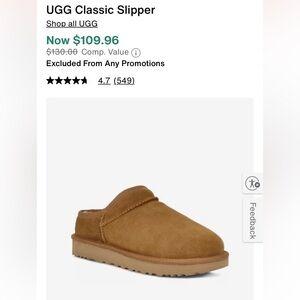 UGG Classic Slipper Chestnut Sz 8